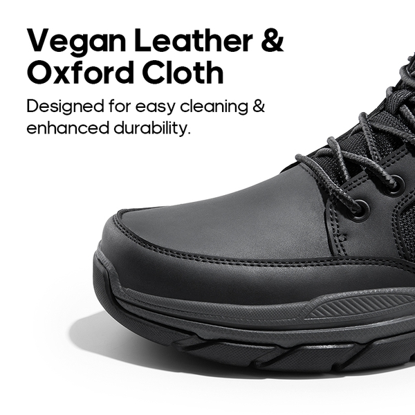 Men's Lightweight Vegan Leather Hiking Boots - BLACK - 6